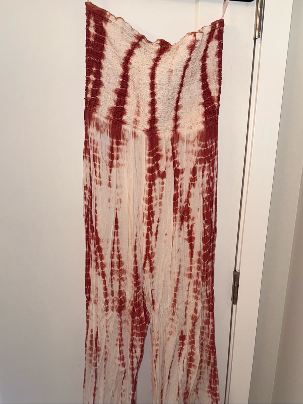 Jumpsuit BoHo Tie Dye Strapless Smocked Wide Leg Jumpsuit Romper  Women Large - Picture 5 of 7